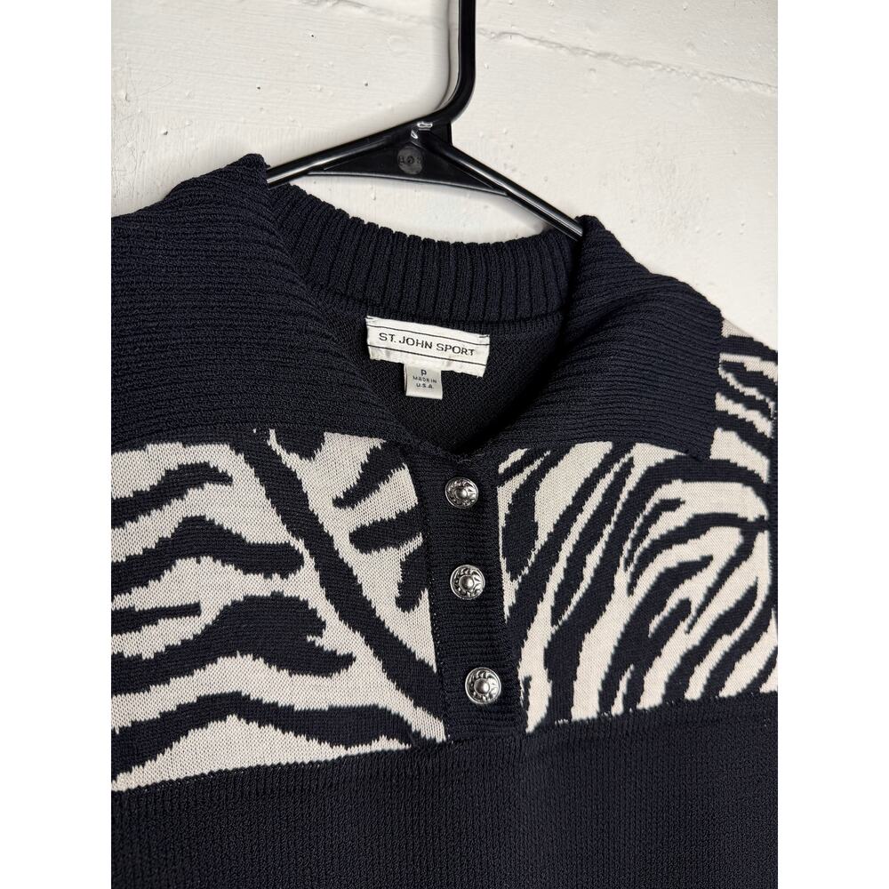 Vintage Black St. John Sport Sleeveless Women ANIMAL PRINT Dress Size P - Picture 3 of 8
